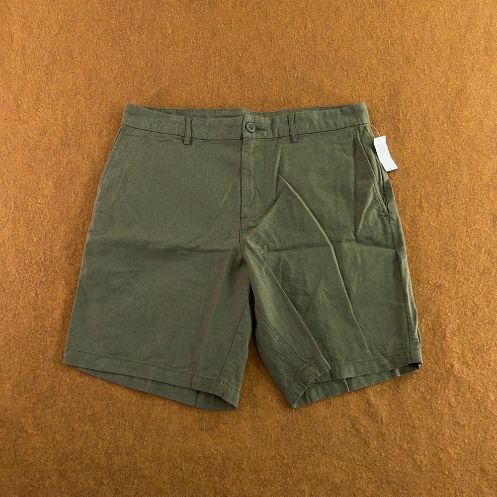 Old Navy Mens 34 Green Slim Linen Blend Casual Shorts NWT